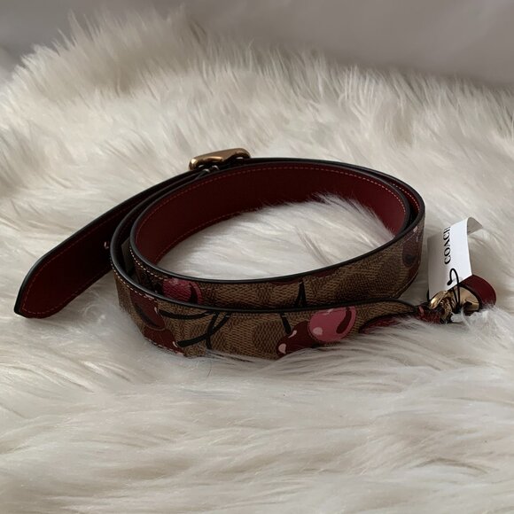 COACH Cherry Printed Reversible Leather Bag Strap SET (2 PIECES SET) - Picture 3 of 4